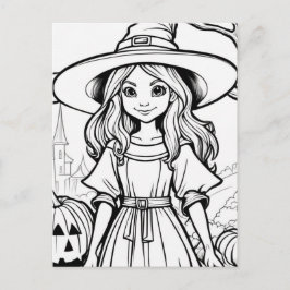 Färg din egen! Halloween Witch Vykort