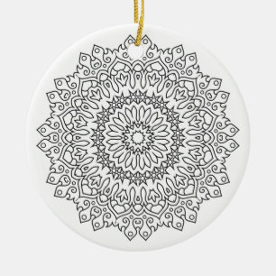 Färg Din egen MANDALA - DIY Coloring Bok 4 Julgransprydnad Keramik