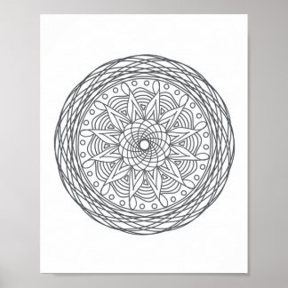 Färg din egen Mandala Wall Art-konst Poster Skriv