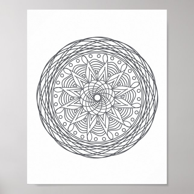 Färg din egen Mandala Wall Art-konst Poster Skriv  (Framsidan)