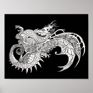 Färg din egen Mystical Dragon Poster