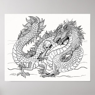 Färg din egen Pearl Dragon Poster