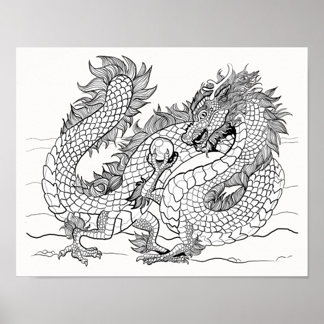 Färg din egen Pearl Dragon Poster (Framsidan)