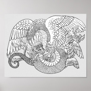 Färg din egen Quetzacoatl Poster