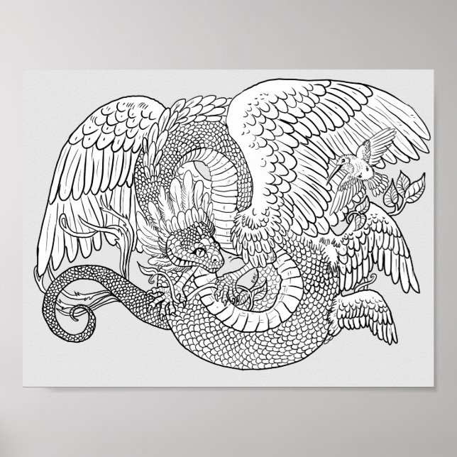 Färg din egen Quetzacoatl Poster (Framsidan)