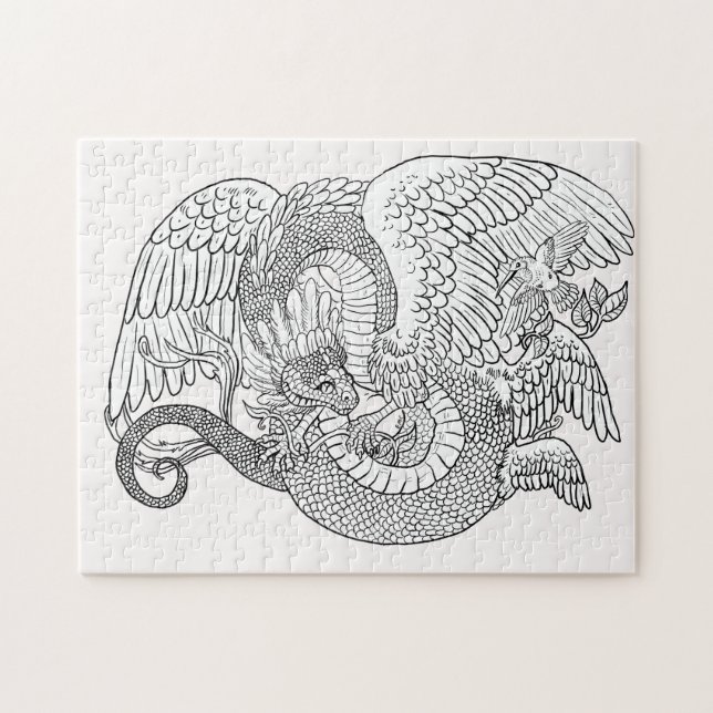 Färg din egen Quetzacoatl Pussel (Horisontell)