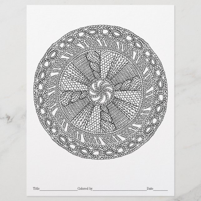 FÄRG DIN EGEN Sticka-färgsida för Mandala (Framsida)