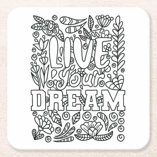 Färg din egen underlägg papper kvadrat (Framsidan)