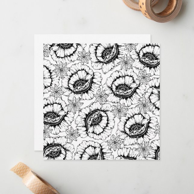 Färg dina egna emone Flowers Anteckningskort (Fram/Back In Situ)