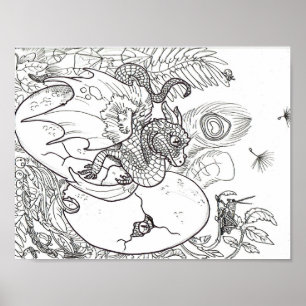 Färg dina egna Hatchling Dragons Poster