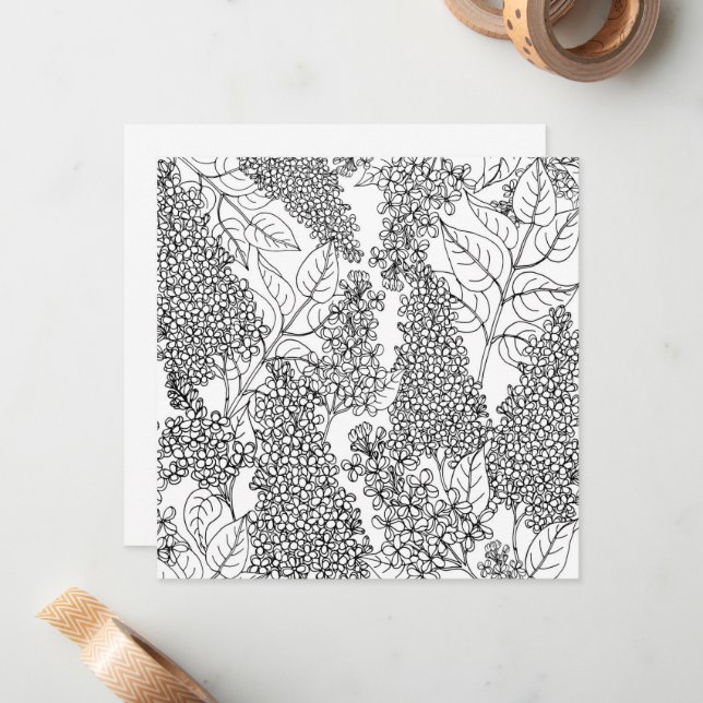 Färg dina egna Lilac Flowers Anteckningskort (Fram/Back In Situ)