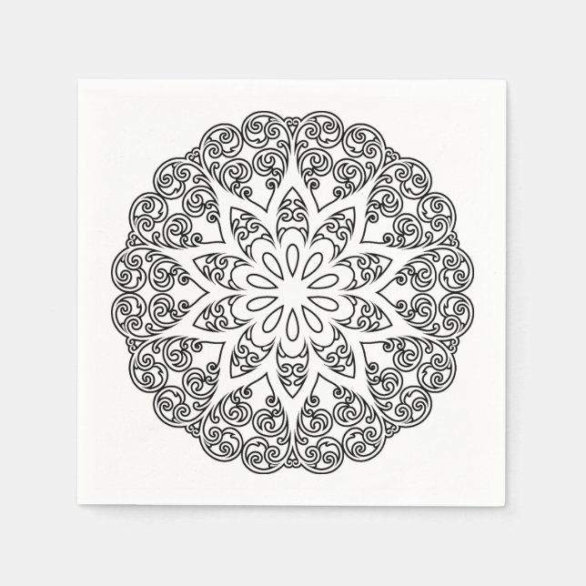 Färg Ditt eget MANDALA - DIY Coloring Bok 1 Pappersservett (Framsidan)
