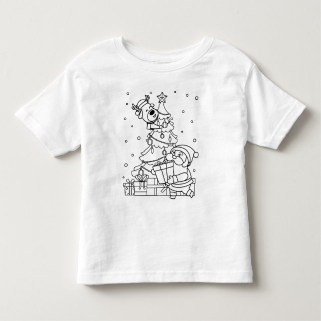 Färg Ditt eget tomte och renar T Shirt (Framsida)
