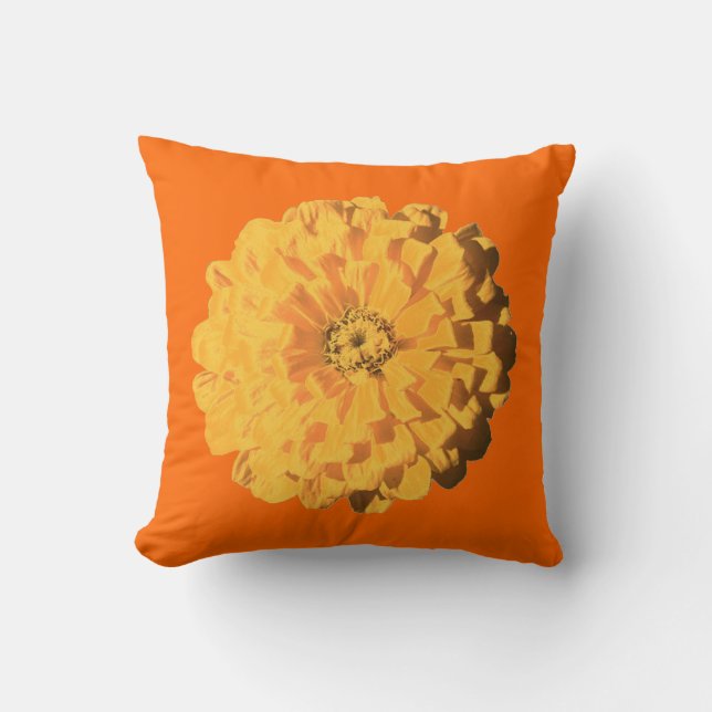 Färg Dubbla SidoOrange med Gult blomma Kudde (Framsida)