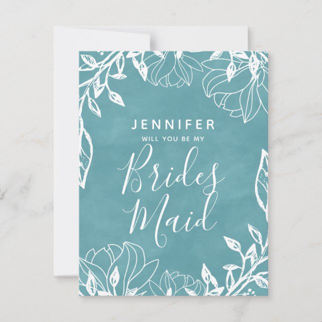 Färg Editable Blommigt kommer du att bli min bride Inbjudningar (Framsida)