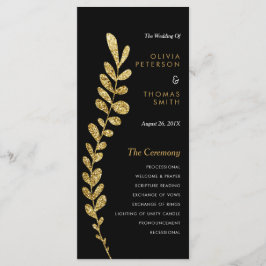 Färg Editable Faux Guld Löv Bröllop Program