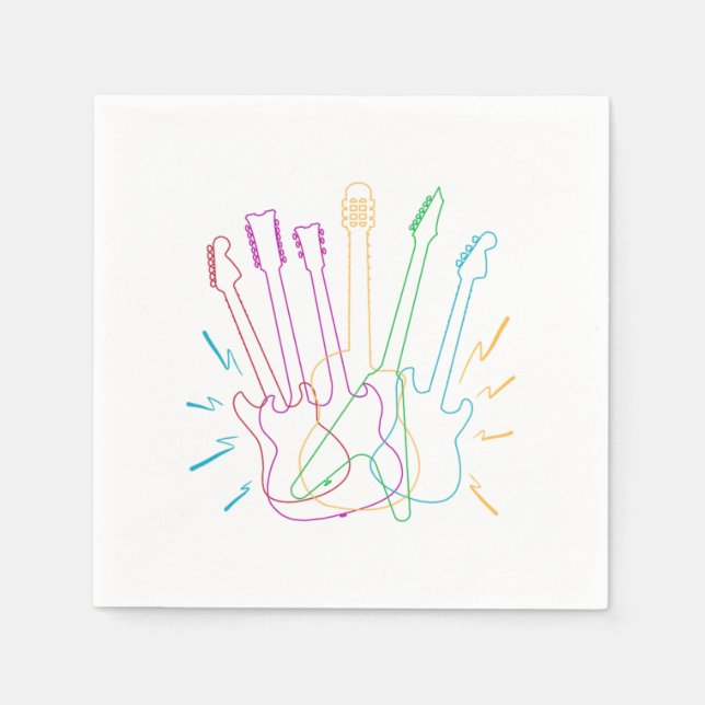 Färg Electric Guitar Älskare Acoustic Guitarist Pappersservett (Framsidan)