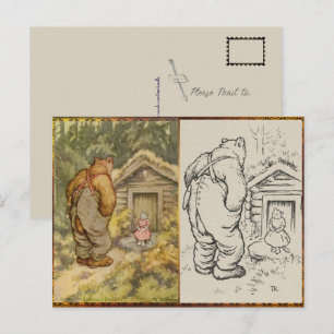 Färg en björn vintageillustration vykort