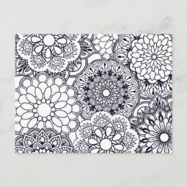 Färg er egen Blommigt Mandalas Vykort