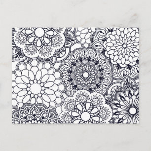 Färg er egen Blommigt Mandalas Vykort