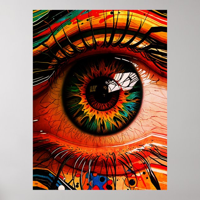 Färg Explosion Öga – Levande Abstrakt Realism Poster (Framsidan)
