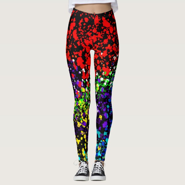 Färg Explosion Paint Splatter Mode Leggings (Framsida)