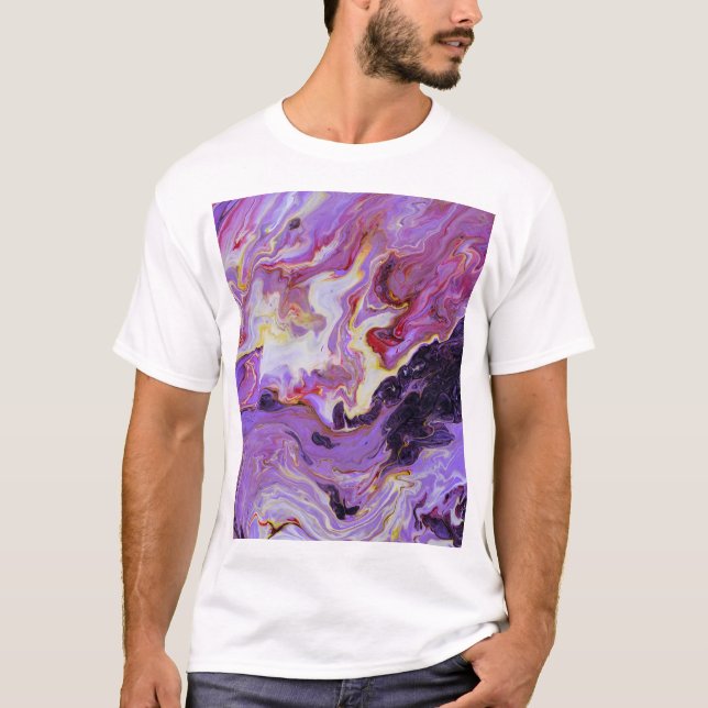 Färg-färgade akrylfärger, abstrakt. t shirt (Framsida)
