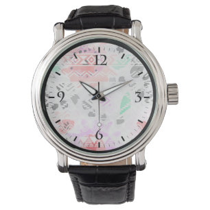 Färg färglös pastellblommigt aztec armbandsur