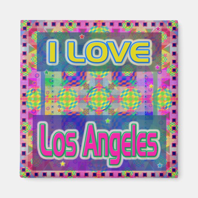 Färg Fest: "I KÄRLEK Los Angeles" Magnet (Framsidan)