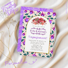 Färg fet Blommigt Blockerar Förlovningsfesten Guld Inbjudningar