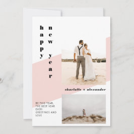 Färg fet skrivstil rosa gott nytt år 2 foto julkort