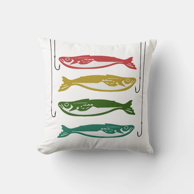 Färg Fiskar med fisken Krok Kudde (Framsida)