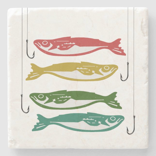 Färg Fiskar med fisken Krok Stenunderlägg (Framsidan)