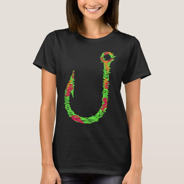 Färg fiskespö krok t shirt (Framsida)