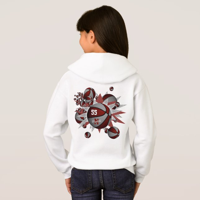 färg-flickornas basketbulletrar stjärnor i grått-l t shirt (Hel baksida)