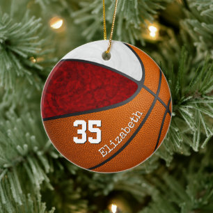färg-flickors basketspelare julgransprydnad keramik