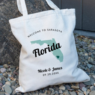 Färg Florida Bröllop Välkomsthälsbok, Tygkasse