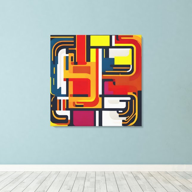 Färg Flow Maze Canvastryck (Insitu (trägolv))