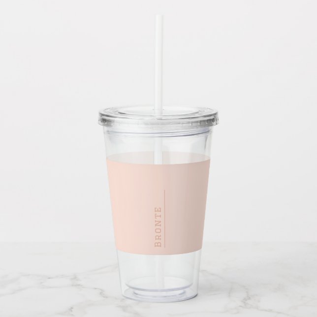 Färg Flow monogram Peachy Coral Akryltumbler Take Away Mugg (Framsida)