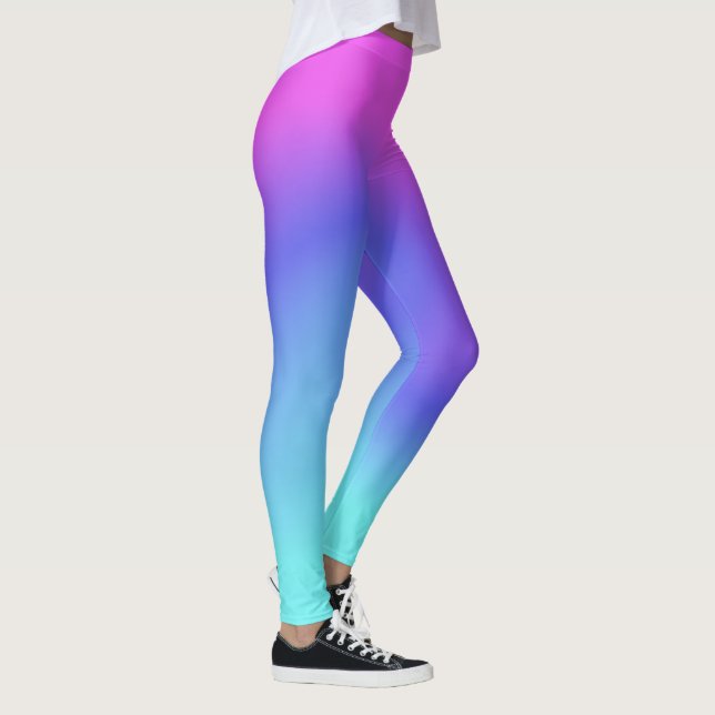 Färg Flow Rosa Lila Blue Aqua Dam Mode Leggings (Höger)
