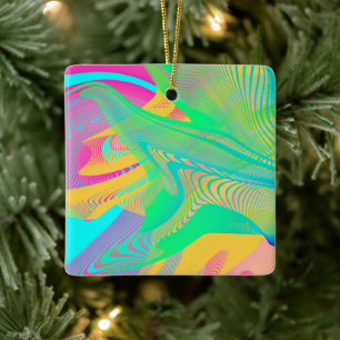 FÄRG FLUO - Fractal Art - Julgransprydnad Keramik