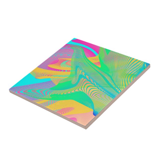 FÄRG FLUO - Fractal Art - Kakelplatta (Sidan)