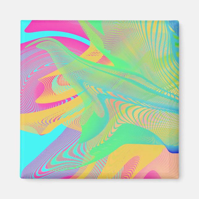 FÄRG FLUO - Fractal Art - Magnet (Framsidan)