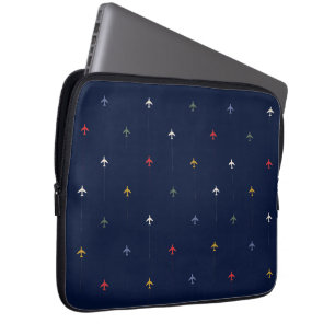 Färg flygplan Mörk blått Mönster Laptop Fodral