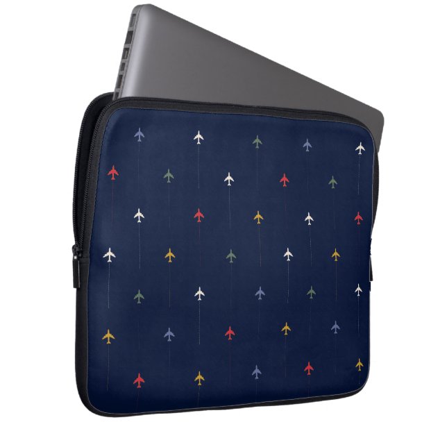 Färg flygplan Mörk blått Mönster Laptop Fodral (Framsidan Höger)