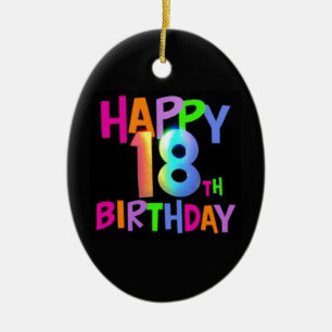 FÄRG för 18TH FÖDELSEDAG för LYCKLIG MÅNG- Julgransprydnad Keramik