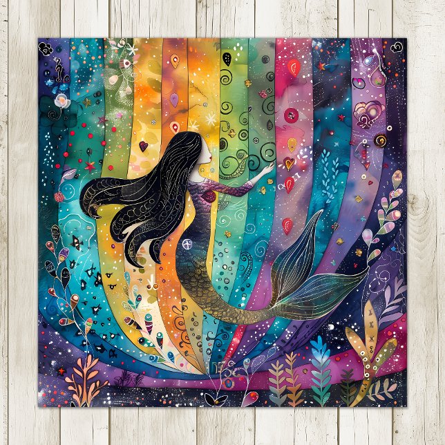 FÄRG FÖR FÖRÄNDRAD RAINBOW-SJÖJUNGFRU POSTER (ENCHANTED RAINBOW MERMAID COLORFUL POSTER)
