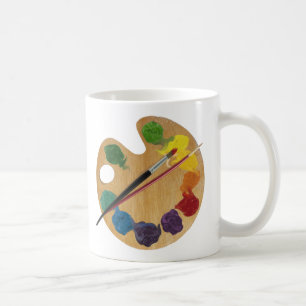 Färg för paletten för konstnär` s rullar kaffemugg