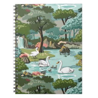 Färg för svan Sjö Retro Stil efter nummer Anteckningsbok