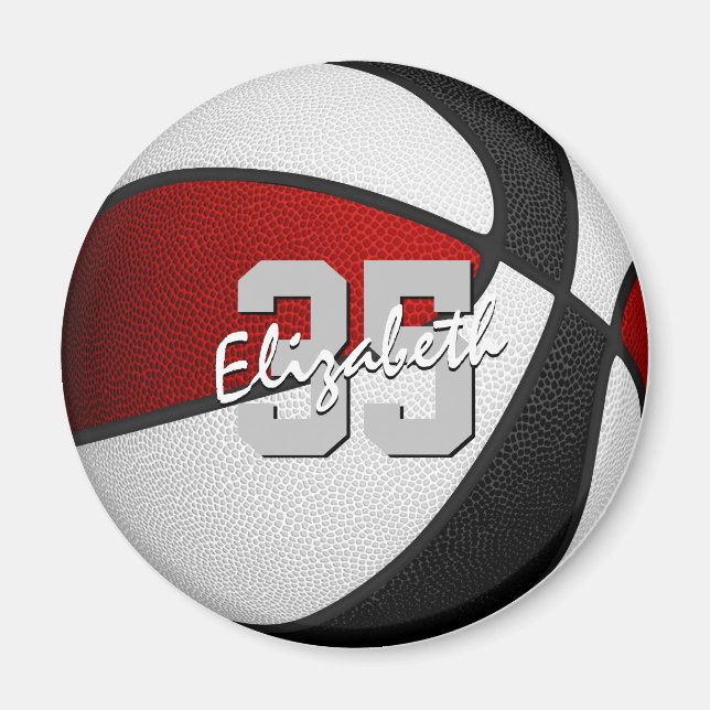 färg för ungrött svart basketlag magnet (Framsidan)